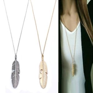 Feather Necklace Long Popular Jewelry Wholesale New Hot Personality Birthday Gift Leaf Pendant Fashion Necklaces Accessory