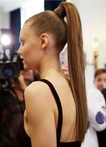 Długi Elegancki Prosty Ponytail Hairstyle Human Włosy Sznurek Pony Ogon Włosy Sztuka Dwuosobowy Drawni 160g Zegarki Wyrównane Włosy