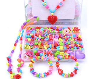 Kit per la creazione di gioielli Set di perline pop colorate fai-da-te Regali fatti a mano creativi Allacciatura acrilica Stringa Collana Bracciale Artigianato per bambina