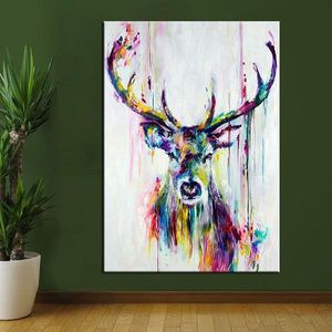 高品質の手描き/ HDプリント現代の抽象的な動物アート絵画鹿のホームウォールの装飾キャンバスのマルチサイズ/フレームオプションA142