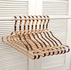 Terno de metal cabides Adulto espessamento prateleira secagem de roupa Racks Anti derrapagem Curva Design Cabide Hanger Seamless Rose Gold