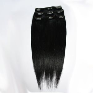 Najlepsza sprzedaż 8pcs 100Gram Europejska maszyna do włosów Made Remy prosty naturalny klips w przedłużanie włosów Human Hair Piece 1228 cala darmowe dhl