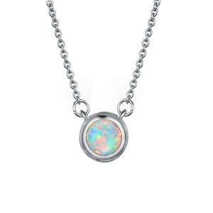 LuckyShine 5 Stück Top-Qualität runder feiner blau-weißer Opal Gemstoe Silberanhänger Damen Roségold Charm Halskette Anhänger Schmuck