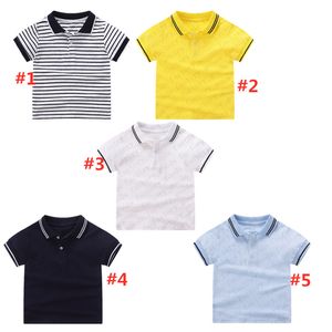 Sommarkläder Striped Polo Shirt Kids T-shirt Kortärmad Sport Top Casual Tees Fashion Boy T Shirts Barn Solid Färg Tees för 1-9t CZ311