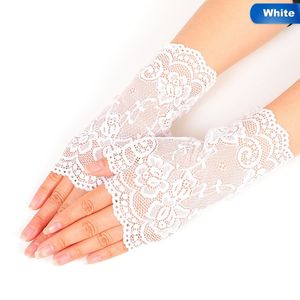 Kreative Spitzen -Halbfinger -Handschuhe im Freien Frau Sommer fahren Anti UV Dünne Spitze Feste Farbe Fashion Handschuh DC360