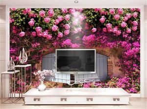 Wandbild Tapete 3D Rosa Rose Blume Romantische Ästhetik 3D Wohnzimmer Schlafzimmer Hintergrund Wanddekoration Tapete