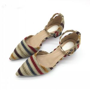 Nyaste skor Kvinnor Mode Kvinna Pumpar Stripe Grunt Square Heel Buckle Strap Sommar Ladies Arbetskor Skor Skor E792