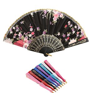 Newest Chinese/Spanish Style Dance Wedding Party Lace Silk Folding Hand Held Flower Fan for gift for souvenir