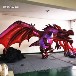 Illuminazione spaventosa Replica gonfiabile del drago volante 4 m Modello di mascotte animale appeso Palloncino del drago malvagio rosso per night club e decorazione della festa di Halloween