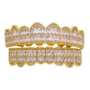 Hip hop grillz for men women diamonds dental grills 18k gold plated fashion gold silver crystal teeth jewelry