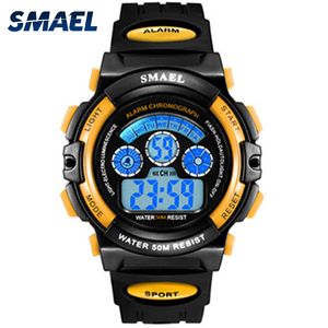 Smael Kids Watches Boys Quartz Armbandsur Student Sport Klockor 50m Vattentät väckarklocka 0508 Barnklockor LED Digital