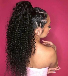 Natural Black Ponytail Hair Pieces For Women 1 Piece Tight Kinky Curly Ponytails Clip In 100% Human Hair Divas Hair Products Remy 160g