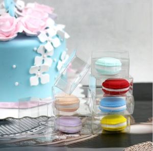 500 sztuk / partia Szybka Wysyłka 5 CM Clear Plastic Macaron Box dla 1 Macarons Bomboniere Favors Candy Boxes