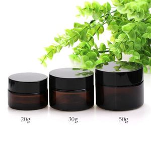 5g 10g 15g 20g 30g 50g 100g Amber Glass Jar Cosmetic Cream Bottle Refillable Sample Jars Makeup Storage Container with Liners and Lids