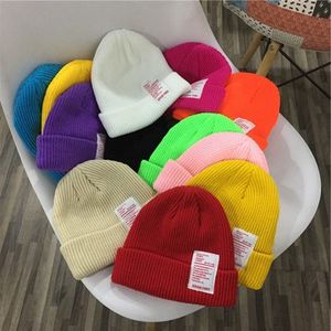 Womens Winter Slouchy Beanie Hats Warm Fleece Printed Label Cuffed Cap Korean Version Of The Set Of Cute Wool Hat cold hat