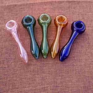 Glass Pipe Multicolor Glass Oil Burner Glass Smoking Pipes Hand Spoon Pipe High Quality Oil Burners HSP01