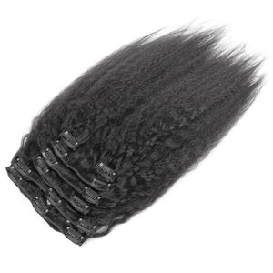 Hot Coarse Yaki Clip In Human Hair Extensions 100g Unprocessed Virgin Mongolian Kinky Straight Clip On /IN Hair Extensions Free Shipping