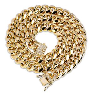 Collana a catena a maglie cubane Miami in oro 18 carati con fibbia di diamanti regalo di gioielli hip-hop con zirconi ghiacciati