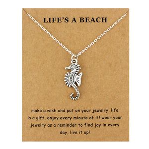 Starfish Sailing Waves Seahorse Beach Ocean Pendants Necklaces Sea Turtle Sand Dollar Mermaid Women Men Fashion Jewelry Gift314m