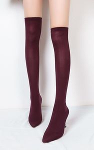 Envio de joelho sobre mulheres grátis Buonoscarpe 2019 The Elastic Pantyhose Fashion Sock Boots Heel Long Sexy Taxa Pillage High Pillage