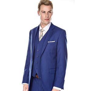 New Design Two Buttons Royal Blue Wedding Groom Tuxedos Notch Lapel Groomsmen Mens Dinner Blazer Suits (Jacket+Pants+Vest+Tie) 471