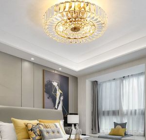 Modern Luxury Crystal Chandelier Ceiling Lights Surface Mounted Chrome Chandeliers Lighting Round LED Ceiling Lamps for Bedroom Lighting