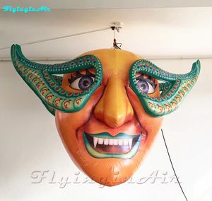 2m Halloween Decorative Mask Inflation Hanging Inflatable Clown with Double Faces for Stage and Party