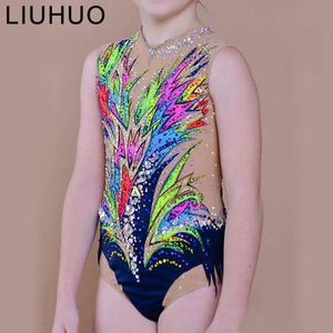 Handmade Rhythmic Gymnastics Leotard peacocks jumpsuits for Girls - Perfect for Dance, Ballroom, Sports, Skating Performances