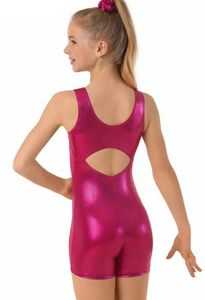 Body per canottiere lucide per ragazze Abbigliamento da ballo per balletto Bambini Spandex Ginnastica Shorty Unitards Biketards Costumi