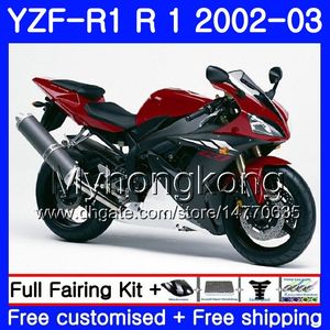 Bodys For YAMAHA YZF R 1 YZF 1000 YZF-1000 YZFR1 02 03 Matte black red hot Bodywork 237HM.1 YZF R1 02 YZF1000 YZF-R1 2002 2003 Fairing Frame