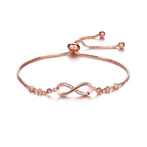 Bracciale con diamanti Infinity Braccialetti da donna regolabili Braccialetti da fidanzamento Gioielli da sposa Regalo volontà e sabbia