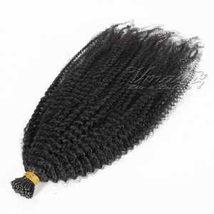 VMAE Hint Malezya 1g Strand 100g Doğal Renk Afro Kinky Kıvırcık Ön Bağlı Keratin Çubuk I Tip Ham Bakire İnsan Saç Uzantıları