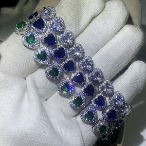 Drop Shipping High Quality Stunning Luxury Bracelet 10KT White Gold Fill Pear Cut Sapphire Gemstones Popular Lucky Wrist Women Bracelet Gift