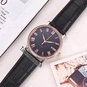 Nova Calatrava 5120G Dois Tons Rose Gold Diamond Moldura Preta Textura Dial Automático Mens Watch Couro Marrom Sapphire Timezonewatch PE10b2