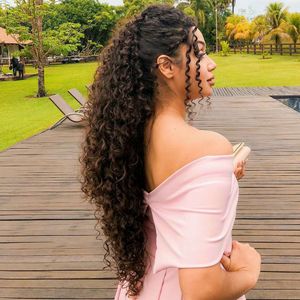 Vigorous Afro Ponytail Kinky Curly Drawstring Ponytail Dark Brown Color Hair Extensions Drawstring Curly Ponytail for Women 160g