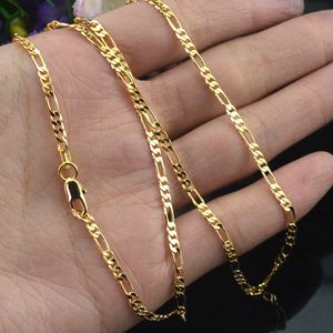 10st Gold 2mm Size Figaro Halsband 16-30 tum Fashion Woman Jewelry Woman Simple Sweater Chain Jewelry Factory Pris kan anpassas