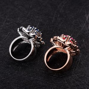 Anello rosa alla moda con micro gioielli in zircone per anello da banchetto da donna color fiore dito denso di accessori