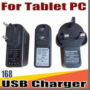 168 EU USA UK Plugg Universal USB-laddare AC-adapter för Q88 A33 3G 4G 7 9 10 tum Tablet PC Mobiltelefon 5V 2A C-PD