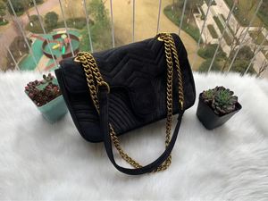 2022 New gift Fashion black chain makeup bag famous luxury party bag Marmont velvet shoulder bag Womendesigner leather bags