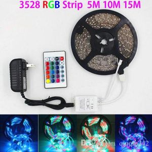 SMD 3528 5 M 300LED RGB LED Şerit Işık Su Geçirmez Dış Aydınlatma Renkli Bant Şerit 24Keys DC12V Adaptörü SE