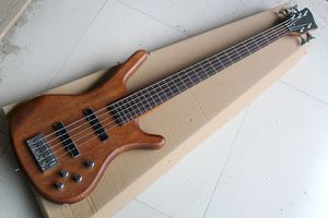 Fabrika Özel Kırmızı Kahverengi 5-String Gülağacı klavye ile Elektrik Bas Gitar, Krom Donanım, SS Transfer, Teklif Özelleştirilmiş