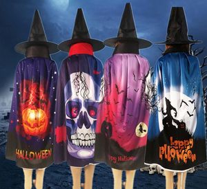 Halloween Dress Up Costume Cappello Mantello Set Adulti Teen Scheletro Fantasma Capo corno Cappelli Costumi classici da incubo