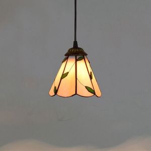 Sypialnia Dekoracja Wisiorek Oświetlenie Amerykańskie Retro Hotel Liść Szkło Szklane Lampy Tiffany Witraż Lampy TF004