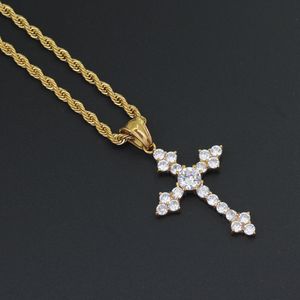 Wholesale 24inch necklace for sale - Group buy Stainless Steel Jewelry hip hop Zircon Cross Pendant Necklace with inch Chain SN107