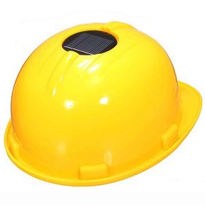 Durable Accessories Solar Powered Practical Hard With Cooling Fan Protective Ventilated Yellow Outdoor Safety Helmet