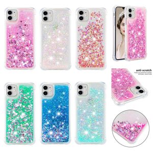 Gradient Quicksand Series Glitter Flödande Vätska Flytande Mjuk TPU Bumper Kudde Tjejer Kvinnor Telefonväska till iPhone 7 8 Plus XR XS 11 12 13 Pro Max Samsung S10 Note 20