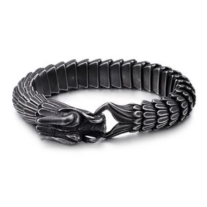 Titanium Steel Men Vintage Bracelet Personality Dragon Male Punk Cool Chains Boys Dragonbone Hip Hop Bangle Gun Black