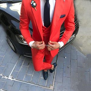 Fashion One Button Groom Tuxedos Peak Lapel Groomsmen Mens Wedding Suits 3 Pieces Blazer (Jacket+Pants+Vest+Tie) K70