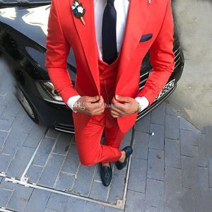 Mode en knapp brudgum tuxedos topp lapel brudgummen mens bröllop kostymer 3 stycken blazer (jacka + byxor + väst + slips) k70