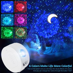 Starry Moon Sky Projetor Light Star USB Night Light Som Ativado Música Projeção Projeção Oceano Acenar Luzes Children Kids Night Lamp